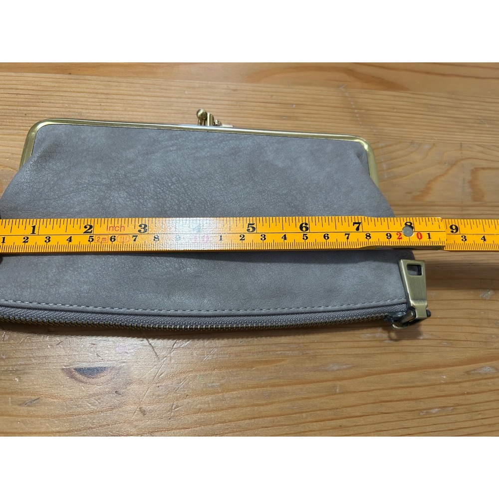 Urban Expressions Gray Vegan Leather Kiss Lock Wallet Floral Lining Minimal - Picture 7 of 8